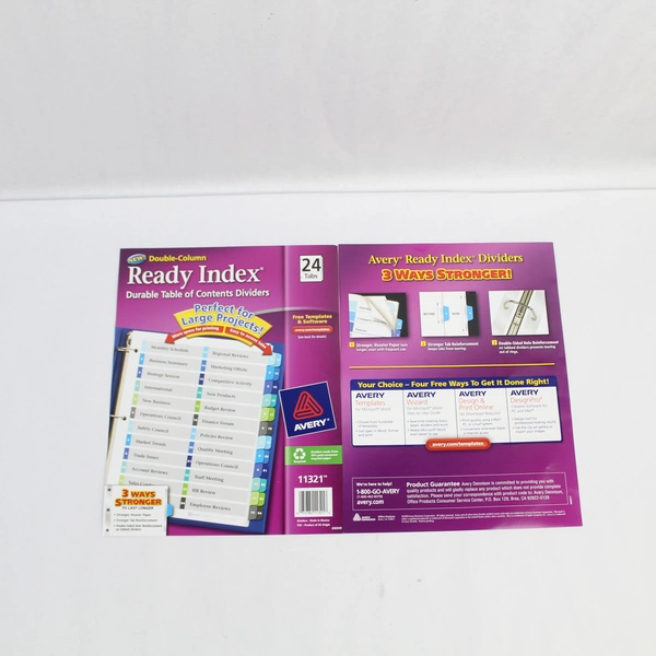 Avery Ready Index Dividers 1-24 Double Column Color Tabs 11321 Pre-Owned
