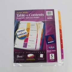 Avery Extra Wide Table Of Contents Reference Dividers 11161 RIEW5 5 Tabs Sealed