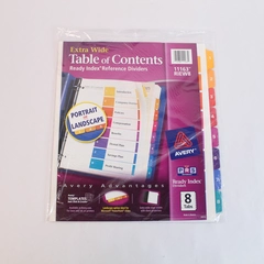 Avery Extra Wide Table of Contents Dividers 11163 RIEW8 8 Tabs - Sealed