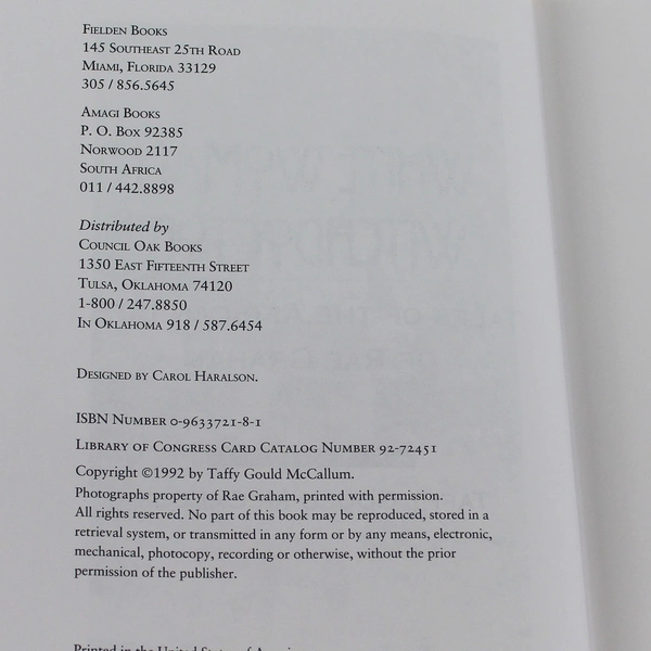 White Woman Witchdoctor Taffy Gould McCallum 1992 Fielden Books Hardcover