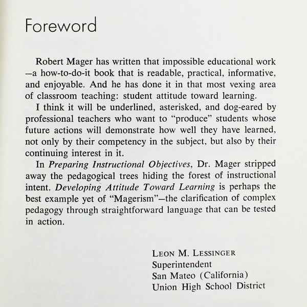 Vtg 1968 Developing Attitude Toward Learning by Robert F. Mager Paperback Book