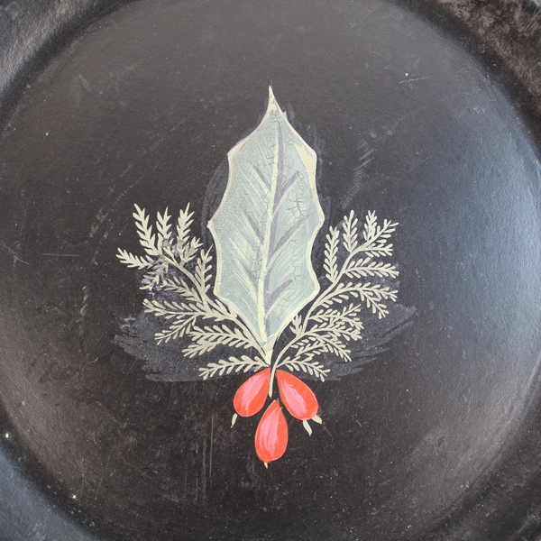 Vintage Hand Painted Holly Berries Decorative Plate 10" Christmas Collectible