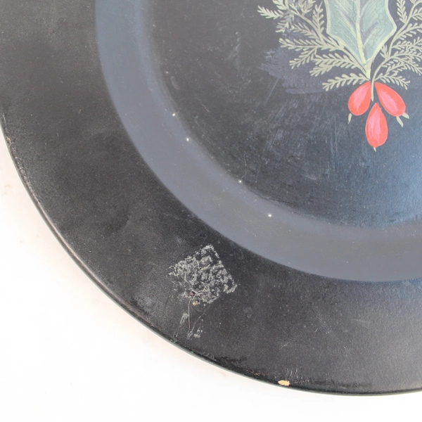 Vintage Hand Painted Holly Berries Decorative Plate 10" Christmas Collectible