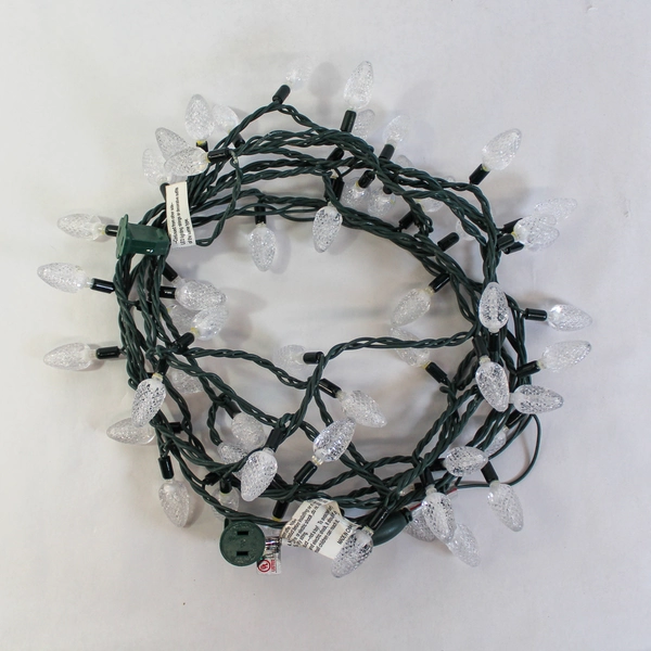 50 Faceted Christmas String Lights 50 Bulbs Green Cord Indoor Outdoor