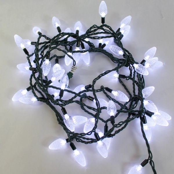 50 Faceted Christmas String Lights 50 Bulbs Green Cord Indoor Outdoor