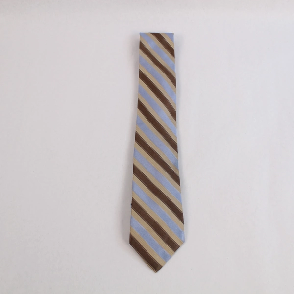 Calvin Klein Blue & Cream Striped Silk Tie Men's Necktie Pre-Owned