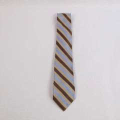 Calvin Klein Blue & Cream Striped Silk Tie Men's Necktie Pre-Owned