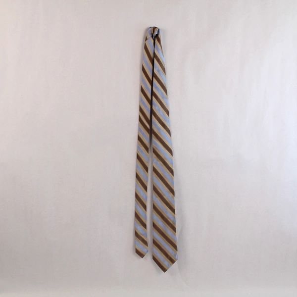 Calvin Klein Blue & Cream Striped Silk Tie Men's Necktie Pre-Owned