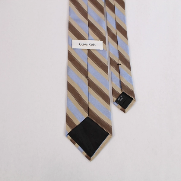 Calvin Klein Blue & Cream Striped Silk Tie Men's Necktie Pre-Owned