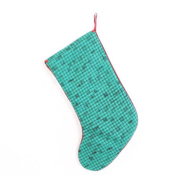 Quilted Snowman Christmas Stocking 15" Tall with Flap Closure - Pre-Owned