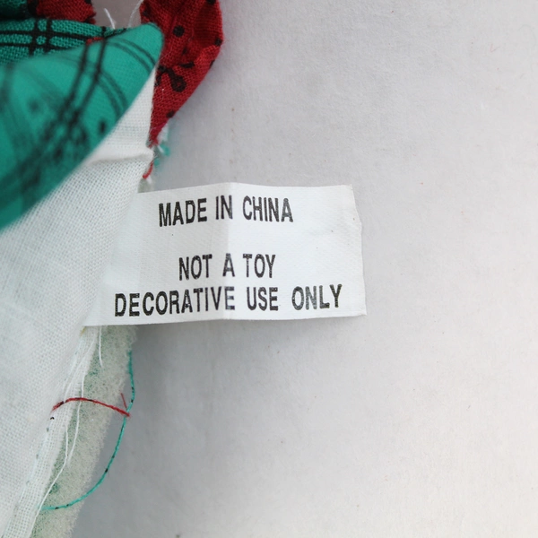 Quilted Snowman Christmas Stocking 15" Tall with Flap Closure - Pre-Owned