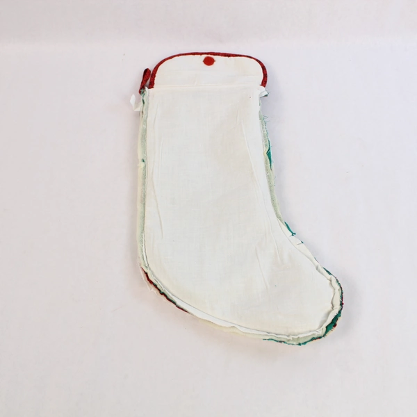 Quilted Snowman Christmas Stocking 15" Tall with Flap Closure - Pre-Owned