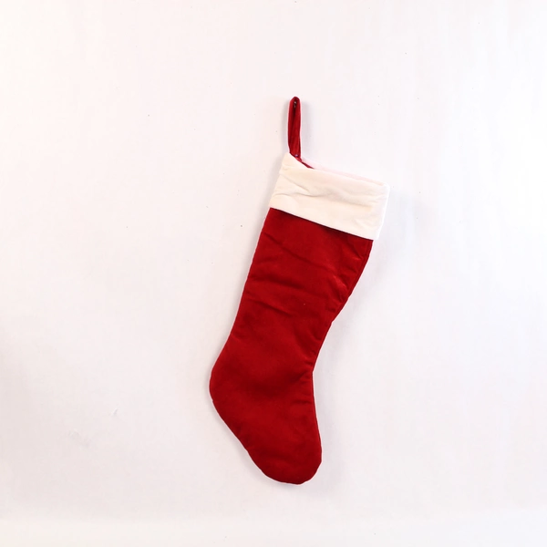 Collins International Dark Red & White Fuzzy Christmas Stocking 19.25"