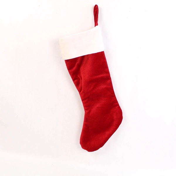 Collins International Dark Red & White Fuzzy Christmas Stocking 19.25"
