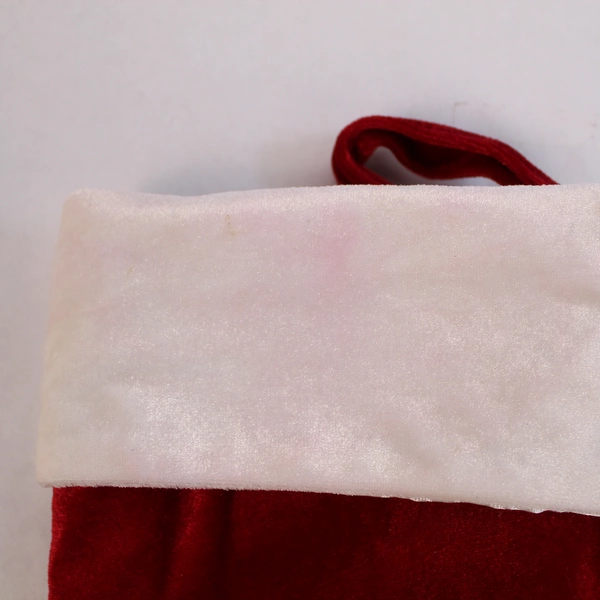 Collins International Dark Red & White Fuzzy Christmas Stocking 19.25"