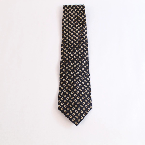 Vintage Cromley & Finch All Silk Black Yellow Paisley Tie 59" Long