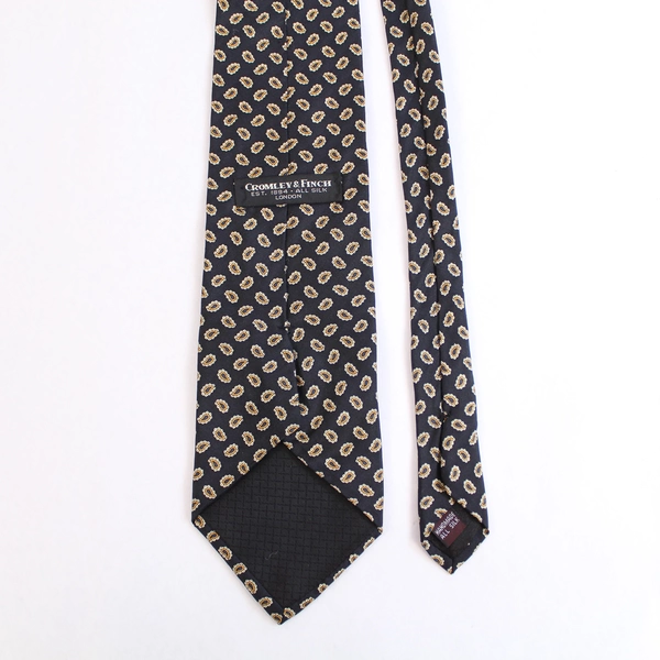 Vintage Cromley & Finch All Silk Black Yellow Paisley Tie 59" Long