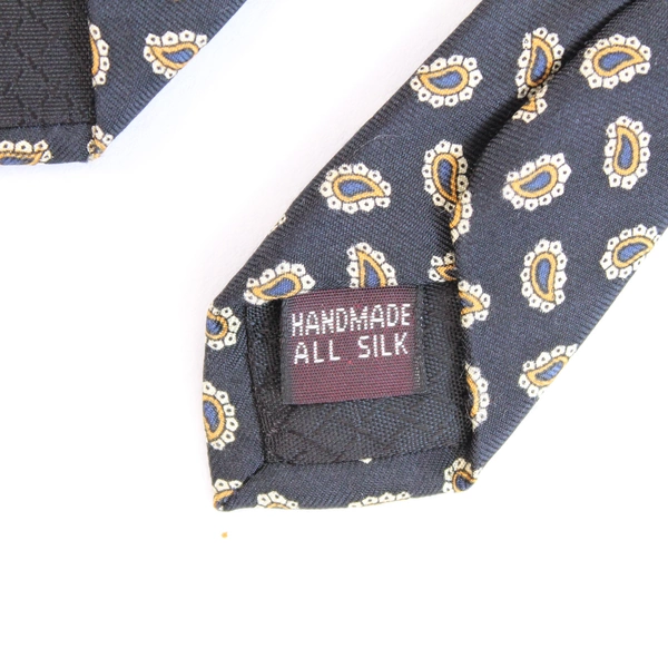 Vintage Cromley & Finch All Silk Black Yellow Paisley Tie 59" Long