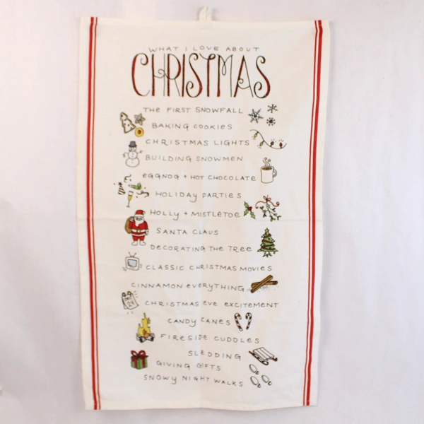 Lot of 2 Creative Co-op Christmas Tea Towels - Festive Kitchen Linens