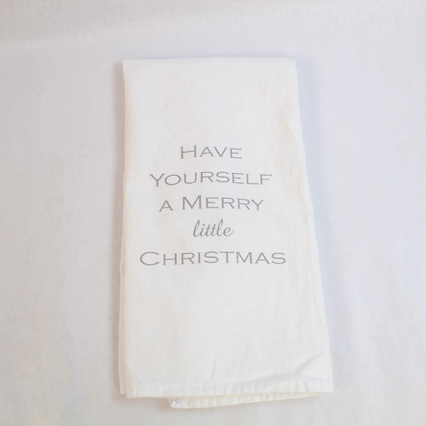 Lot of 2 Creative Co-op Christmas Tea Towels - Festive Kitchen Linens