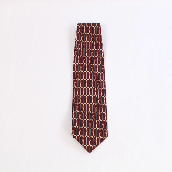 Vintage Emarco Handmade Red Designer Men's Tie Chain Link Pattern 58"
