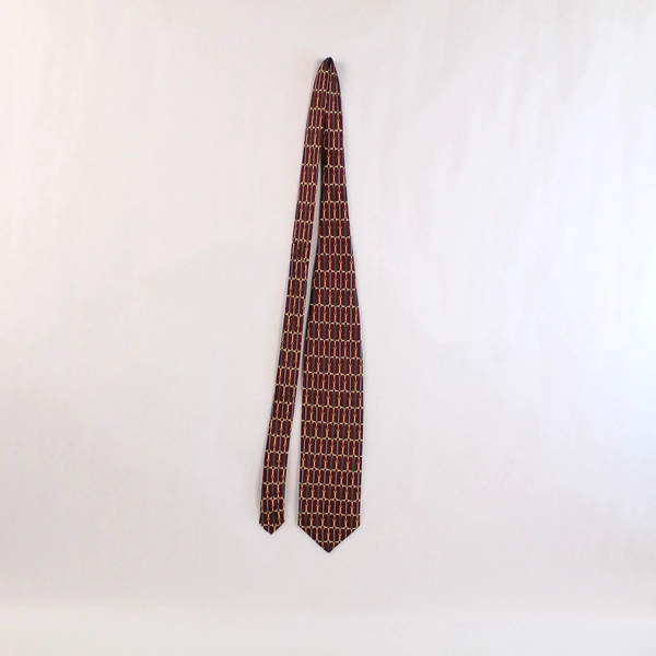 Vintage Emarco Handmade Red Designer Men's Tie Chain Link Pattern 58"