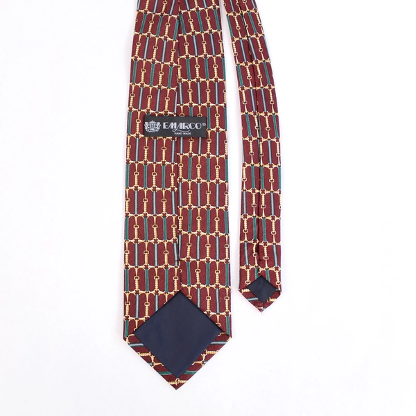 Vintage Emarco Handmade Red Designer Men's Tie Chain Link Pattern 58"