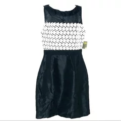 Taylor Dress 3790M Black White Lace Yoke Fit & Flare Women’s Size 8 NWT