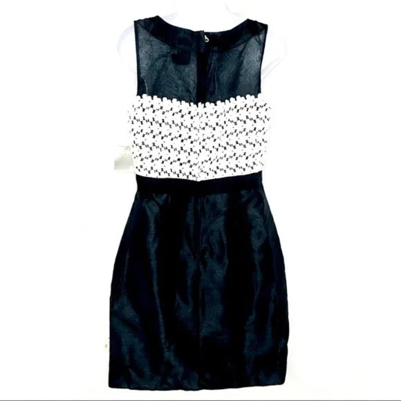 Taylor Dress 3790M Black White Lace Yoke Fit & Flare Women’s Size 8 NWT