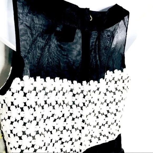 Taylor Dress 3790M Black White Lace Yoke Fit & Flare Women’s Size 8 NWT