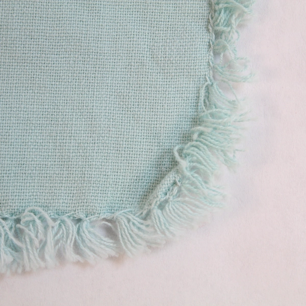 Lot of 2 Dusty Blue Knit Fringe Cotton Napkins 16"x14" Textured Woven