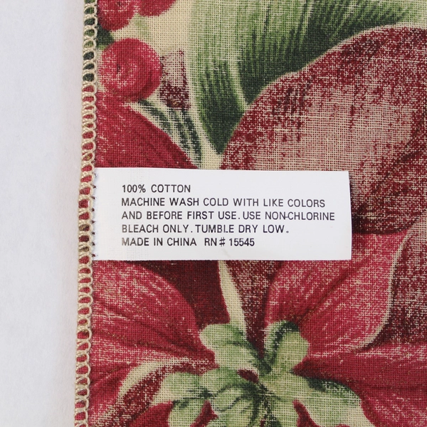 Lot of 4 Vintage Christmas Napkins Poinsettia & Green Cloth Linens