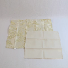 Lot of 2 Elegant Christmas Fabric Napkins Beige Floral & Solid Beige