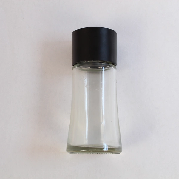Modern Minimalist Salt & Pepper Shakers Set - Black & White Glass Lids
