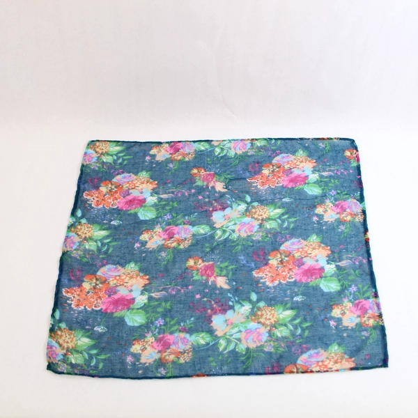 Lot of 4 Sheer Chiffon Scarves & Handkerchiefs - Green, Orange, Floral