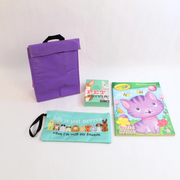 Lot of Pet Trivia Game, Coloring Book & Pencil Pouch - Pre-owned Fun Set