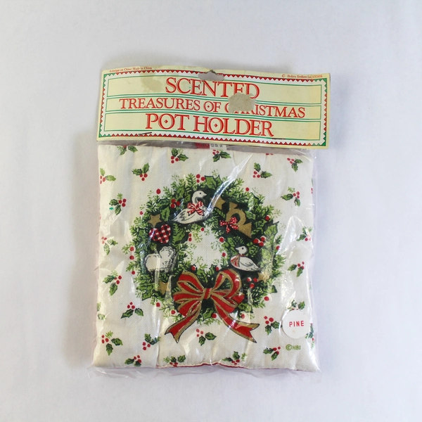 Vintage HBI Scented Pot Holder Treasures of Christmas Wreath New Sealed