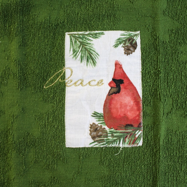 St Nicholas Square Green Christmas Towel & Pot Holder Set - Peace Design