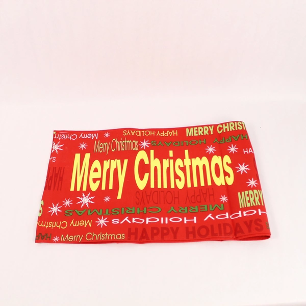 Red Cotton Merry Christmas Table Runner 70.5" - Snowflakes & Holidays