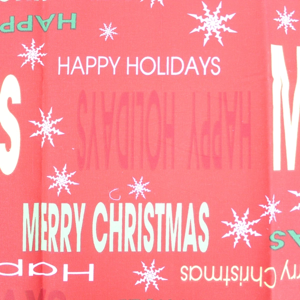 Red Cotton Merry Christmas Table Runner 70.5" - Snowflakes & Holidays