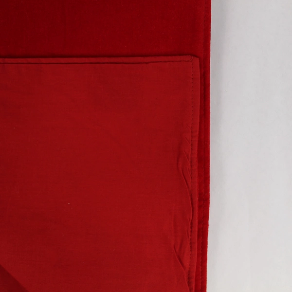 Red Velvet Cotton Table Runner Noel Embroidered Beaded 71.5" - Pre-Owned