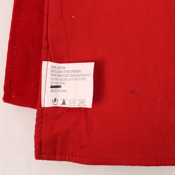 Red Velvet Cotton Table Runner Noel Embroidered Beaded 71.5" - Pre-Owned