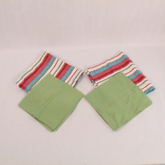 Lot of 4 Cloth Napkins - 2 Striped & 2 Solid Green for Spring/Summer Dining