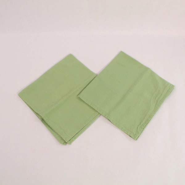 Lot of 4 Cloth Napkins - 2 Striped & 2 Solid Green for Spring/Summer Dining