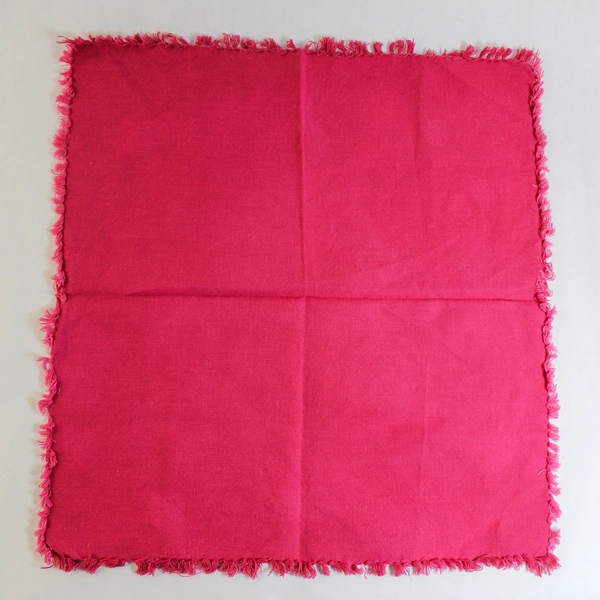 Lot of 3 Purple Magenta Fringe Cloth Napkins - Vibrant Textiles for Dining