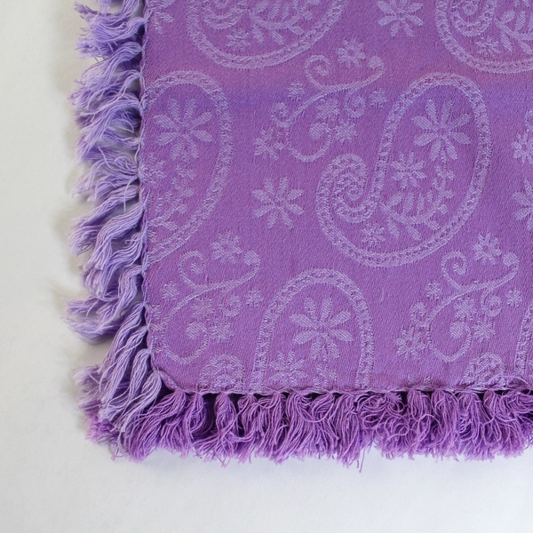 Lot of 3 Purple Magenta Fringe Cloth Napkins - Vibrant Textiles for Dining