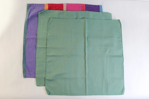 Lot of 3 Mismatched Woven Napkins - 2 Sage Green & 1 Striped, Pre-owned