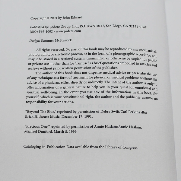 Crossing Over by John Edward Hardcover Book 2001 Good Condition