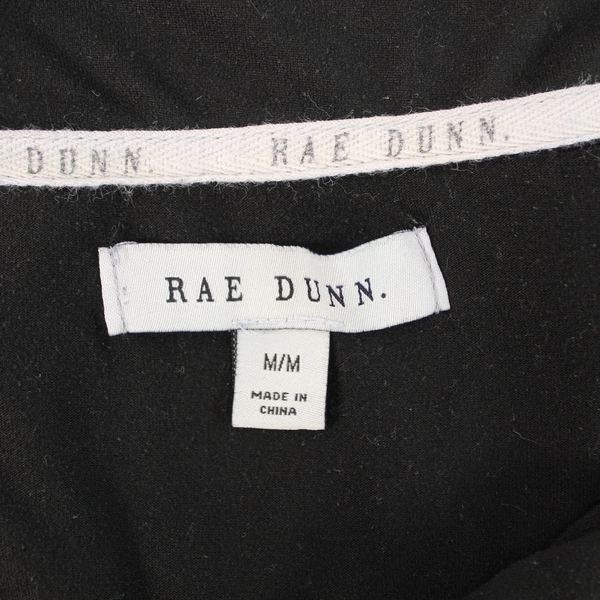 Rae Dunn Women's Black Long Sleeve Pajama Top M Button-Up Sleepwear Pre-Owned