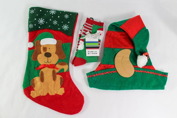 Felt Reindeer Stocking Lot with Craft Kits, Socks, Crayons & More